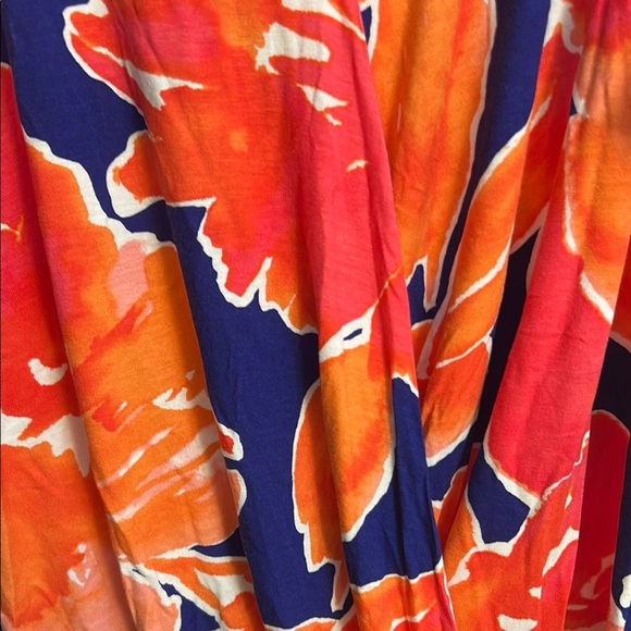 Bold Elements Women's Floral Wrap Top - Orange and Blue - Picture 7 of 11